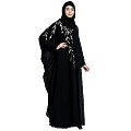 Designer double layered abaya with embroidery work- Black Designer double layered abaya with embroidery work- Black